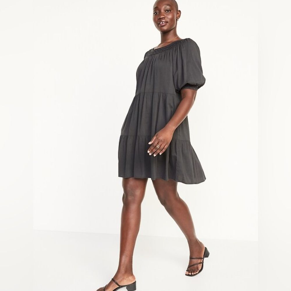 Old Navy Womens Puff Sleeve Flowy Peasant Dress Size XXL Smocked Tiered